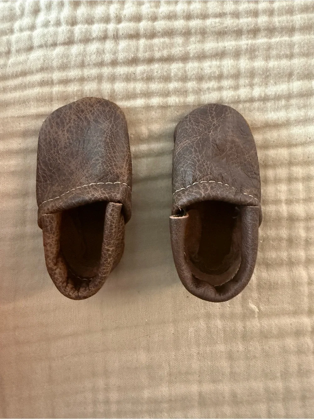 Brown Leather Baby Moccasin Shoes